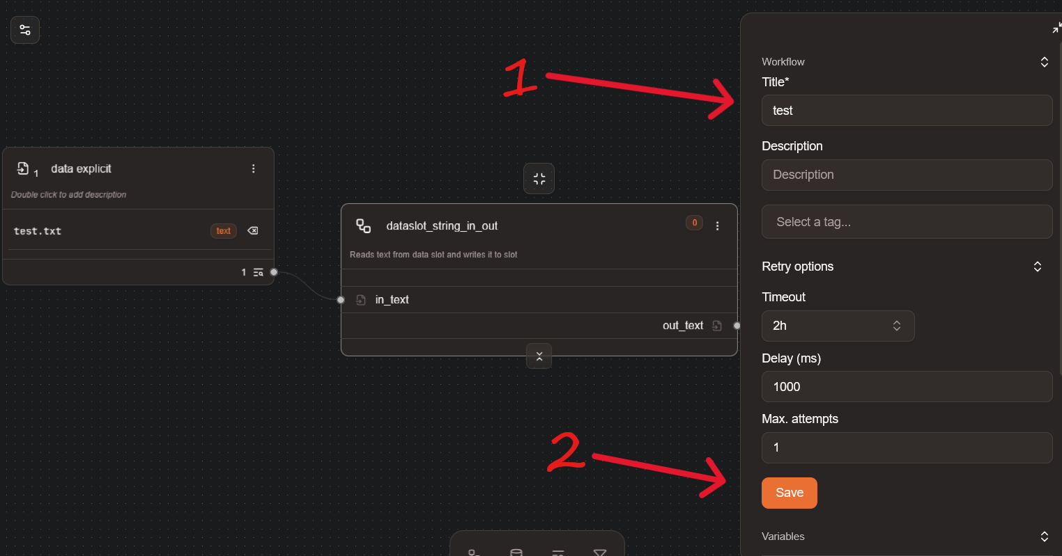 Naming and saving a workflow