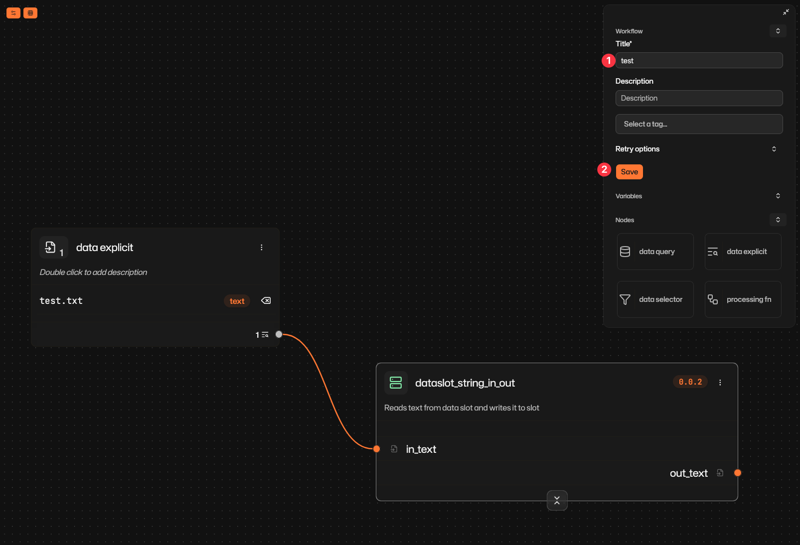 Naming and saving a workflow