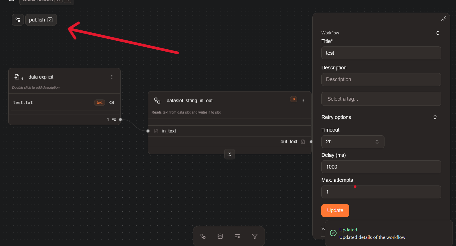 Publishing a workflow