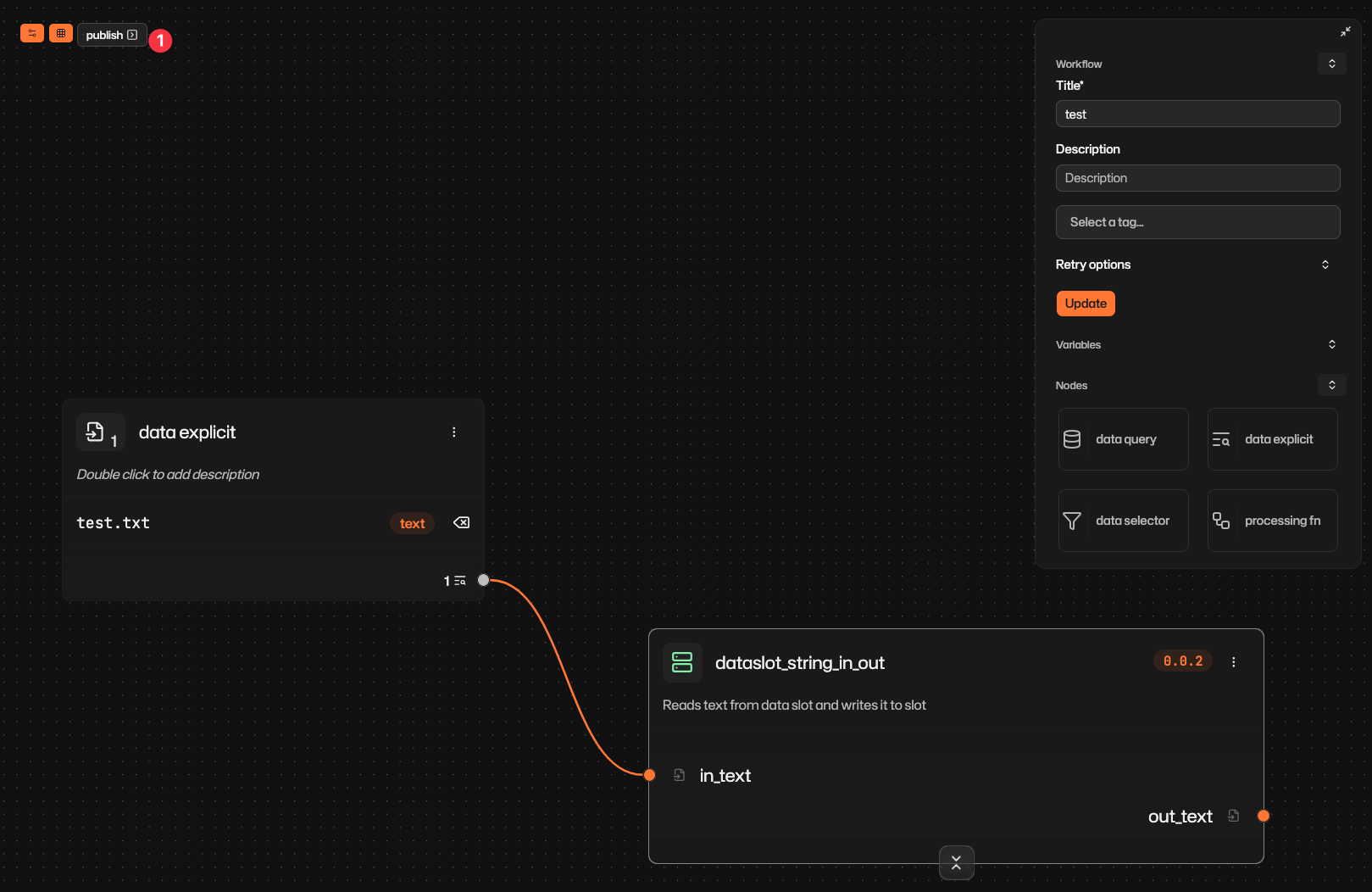 Publishing a workflow